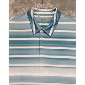 Adidas Golf Polo Shirt ClimaCool Striped Athletic Blue White Men's Size XL